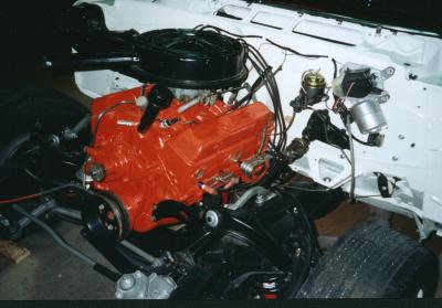 Photo of the 327 installed in the car