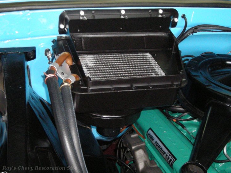 Photo of the painted heater box in the truck