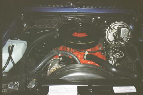 Photo of the engine in my 74 Nova with new carb and intake