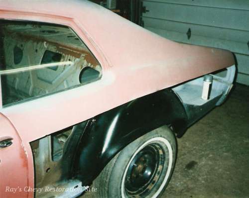 Photo of my 74 Nova with the old rusty quarter panel cut out