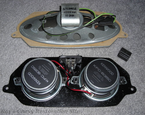 Photo of original and stereo dash speakers